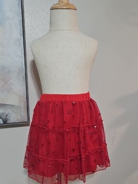 3 for $10 ❤️ Girls Red Sequin Star Tutu Skort - Size 5